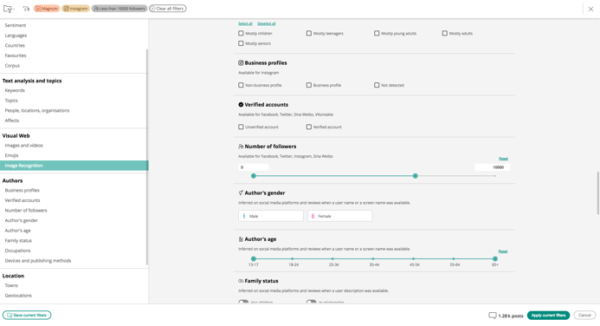 Interface radarly outil social data