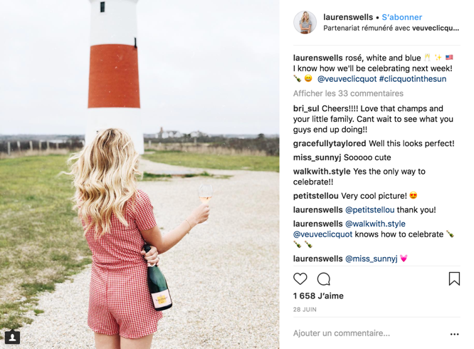 Veuve Clicquot influenceuse instagram Stratégie d'influence dans le luxe, avec Veuve Clicquot